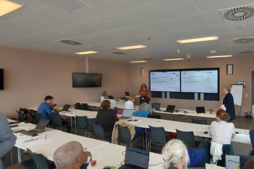 presentation in front of sitting people