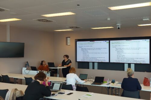 presentation in front of sitting people
