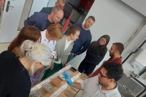 people looking at recycled aggregate