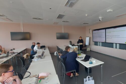 presentation in front of sitting people