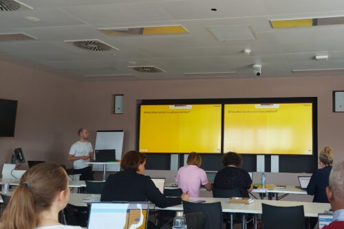 presentation in front of sitting people