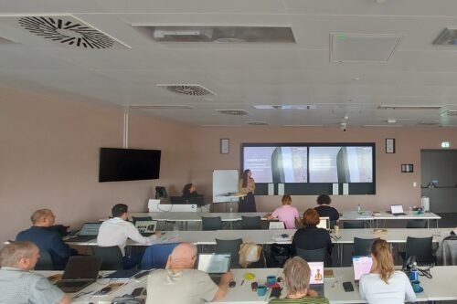 presentation in front of sitting people