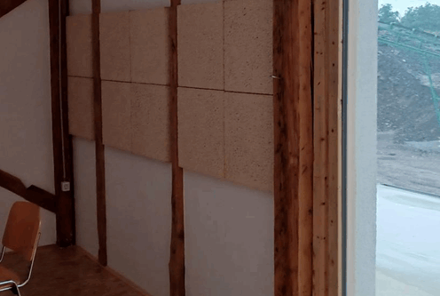 wall with hemp acoustic panels
